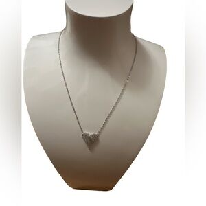 COPY - Silver Pave Heart necklace , 925 Sterling, adjustable chain 16-19”